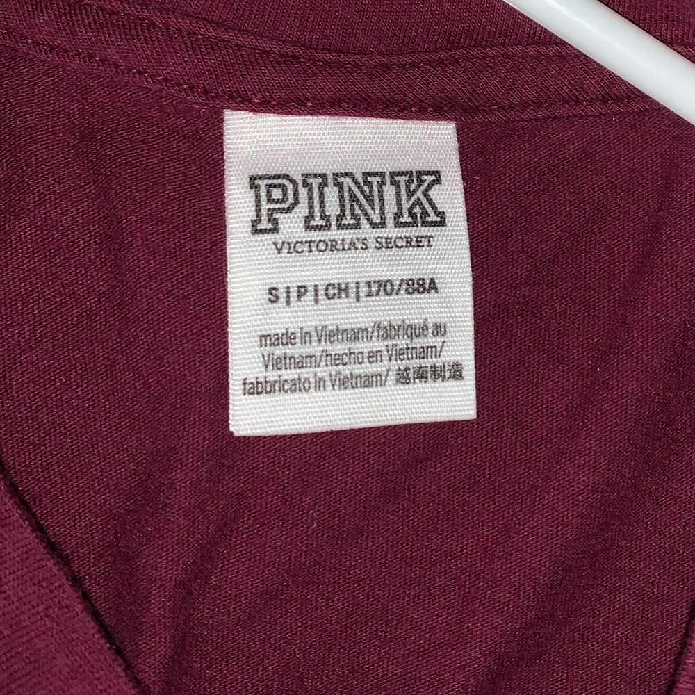 PINK Victoria’s Secret maroon white long sleeve! - Picture 4 of 4